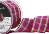 R9163 40mm Fuchsia Pink Regal Tartan Check Ribbon by Berisfords