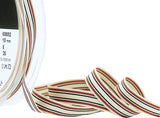 R9273 10mm Ivory-Copper-Grey Striped Deckchair Grosgrain Ribbon