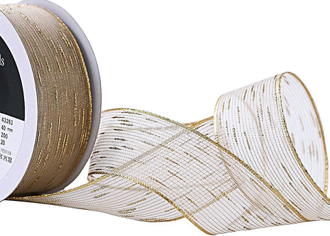 R9276 40mm Gold Metallic Mesh Empire Ribbon by Berisfords