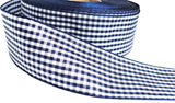 R9380 40mm Navy-White Polyester Gingham Ribbon by Berisfords