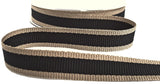 R9386 15mm Black and Oatmeal Stripe Hopsack Ribbon by Berisfords