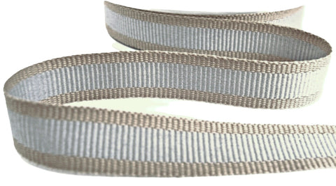 R9390 15mm Light Grey-Oatmeal Stripe Hopsack Ribbon by Berisfords