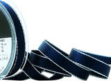 R9393 15mm Navy Double Face Satin Ribbon, Metallic Edge, Berisfords