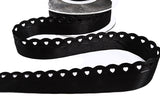 R9414 24mm Black Satin Love Lace Heart Ribbon by Berisfords