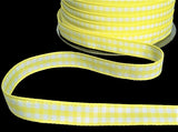 R9425 10mm Lemon-White Polyester Gingham Ribbon by Berisfords