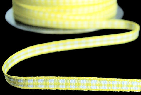 R9430 5mm Lemon-White Polyester Gingham Ribbon by Berisfords