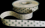 R9456 16mm Natural Cream-Grey Polka Spot Grosgrain Ribbon by Berisfords