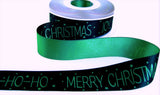 R9472 25mm Green-Black Satin MERRY CHRISTMAS Ribbon, Berisfords