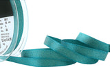 R9494 10mm Peacock Blue-Metallic Gold Glitter Satin Ribbon, Berisfords