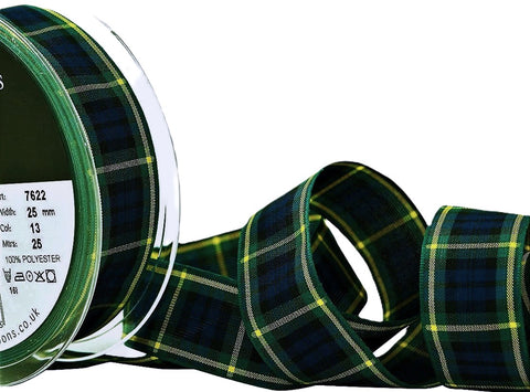 R9573 25mm Gordon Tartan Polyester Ribbon by Berisfords