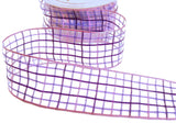 R9651 40mm Purple-Lilac-Pink Sheer Check Ribbon by Berisfords