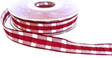 R9662 15mm Reds-White Silk Stitch Gingham Ribbon by Berisfords