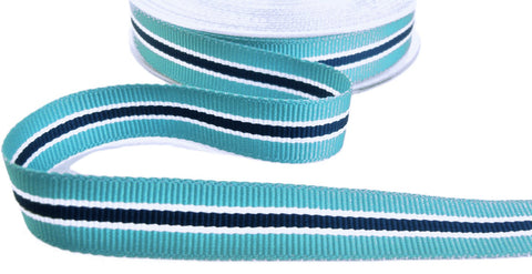 R9676 17mm Blues and White Striped Grosgrain Ribbon by Berisfords