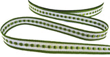 R9680 10mm Natural Grosgrain-Green Band Satin Centre Stripe,Berisfords