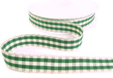 R9697 15mm Green-Natural Ivory Rustic Gingham Ribbon by Berisfords