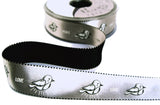 R9830 26mm Silver Grey-Black Stags Printed Satin Ribbon by Berisfords