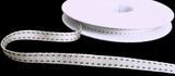 R9757 7mm Natural Woven Ribbon with Blue Stitch Edges by Berisfords