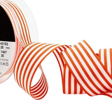 R9865 25mm Orange-White Stripes Soft Touch Taffeta Ribbon, Berisfords