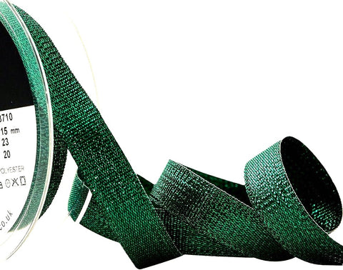 R9873 15mm Green Textured Metallic Lurex Ribbon by Berisfords