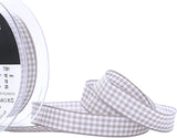 R9897 15mm Steel Grey-White Polyester Gingham Ribbon by Berisfords