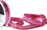 R9906 15mm Pink HAPPY valentines DAY Printed Satin Ribbon, Berisfords