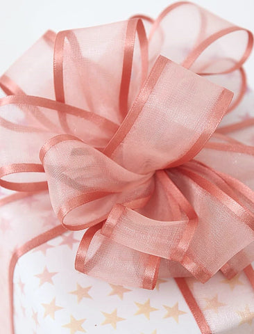 R9916 25mm Rose Gold Pink Satin Edge Sheer Elegance Ribbon, Berisfords