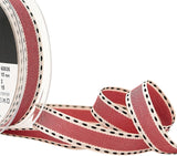 R9917 15mm Red-Cream-Black Stitch Ribbon Grosgrain Borders, Berisfords