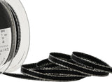 R9918 7mm Black Satin-Metallic Silver Edge Ribbon by Berisfords