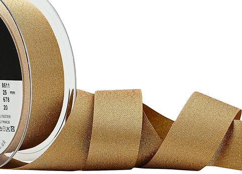 R9929 25mm Honey Gold-Metallic Gold Glitter Satin Ribbon Berisfords