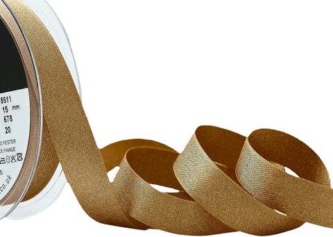 R9930 15mm Honey Gold-Metallic Gold Glitter Satin Ribbon, Berisfords