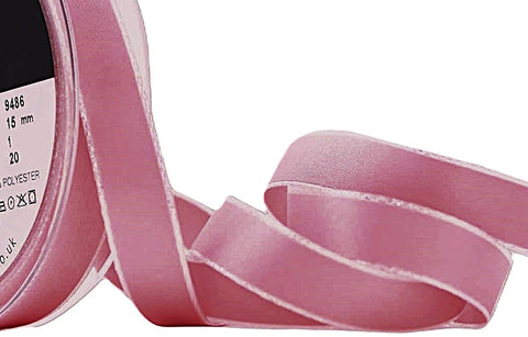 R9932 15mm Pink-Iridescent Metallic Edge Satin Ribbon by Berisfords