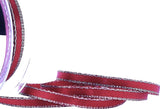 R9936 7mm Red-Metallic Silver Edge Satin Ribbon by Berisfords