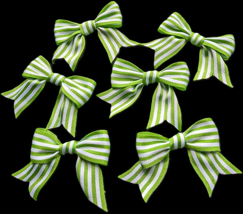 RB062 55mm x 35mm Meadow Green-White Striped Ribbon Bow