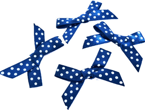 RB491 7mm Royal Blue-White Satin Ribbon Polka Dot Spotty Bow