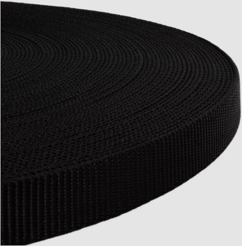 WEB3 25mm Black Polypropylene Strong Strap Webbing Tape