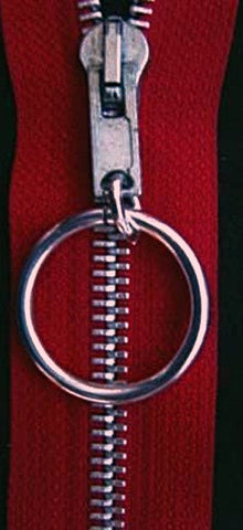 Z0082 56cm Post Box Red-Silver Metal Teeth No.5 Open End Zip