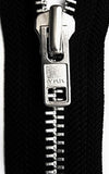 Z0607 YKK 56cm Black No.8 Open End Zip-Silver Metal Teeth