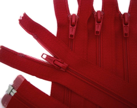 Z1187 30cm Deep Red Optilon Nylon No.5 Open End Zip