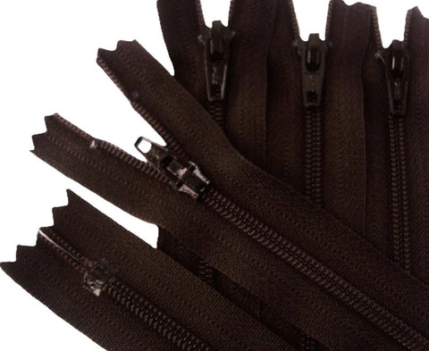 Z1243 YKK 25cm Dark Brown Nylon No.3 Closed End Zip