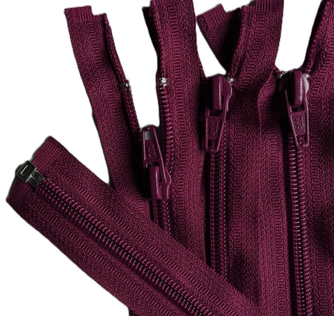 Z2209 30cm Wine Nylon No.5 Open End Zip