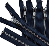 Z2596 YKK 56cm Navy-Silver Metal Teeth No.5 Open End Zip