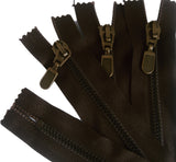 Z3940 14cm Dark Brown No.6 Coloured Metal Teeth Closed End Zip