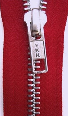 Z4797 YKK 46cm Red-Silver Metal Teeth No.5 Open End Zip