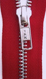 Z4798 YKK 36cm Red-Silver Metal Teeth No.5 Open End Zip