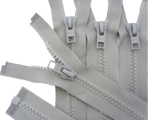 Z4990 30cm Pale Grey Optilon Plastic Chunky Teeth No.6 Open End Zip