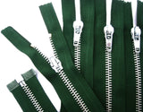 Z5205 51cm Bottle Green Silver Metal Teeth No.5 Open End Zip