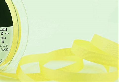 R7633 10mm Lemon Polyester Grosgrain Ribbon by Berisfords