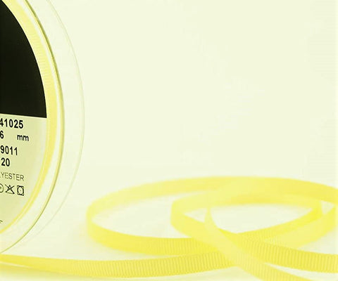 R6512 6mm Lemon Polyester Grosgrain Ribbon by Berisfords