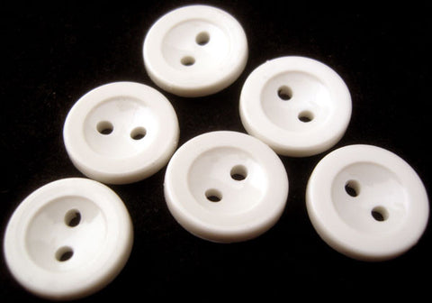 B0340 16mm White Glossy 2 Hole Button - Ribbonmoon