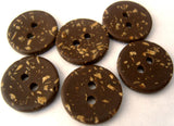 B1039 15mm Brown and Woodchip Bone Sheen 2 Hole Button - Ribbonmoon